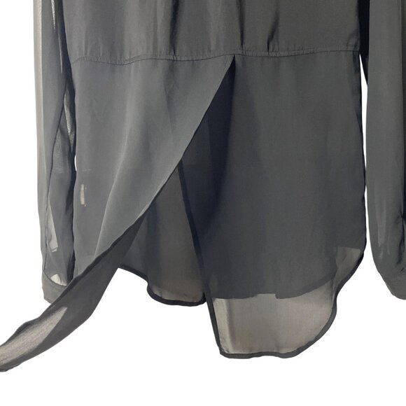 Free People Best of Both Worlds Black Sheer Long Sleeve Button-Down Blouse XS - Picture 6 of 9